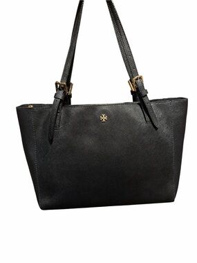Tory Burch York Buckle Tote - Black Saffiano Leather Gold Hardware